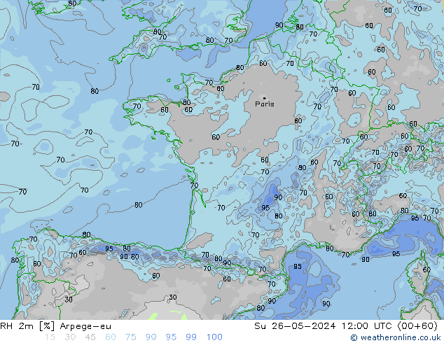 RH 2m Arpege-eu Su 26.05.2024 12 UTC