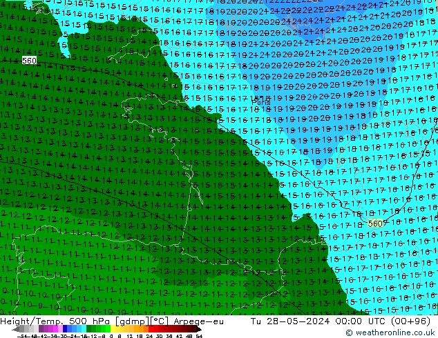 Height/Temp. 500 hPa Arpege-eu Di 28.05.2024 00 UTC