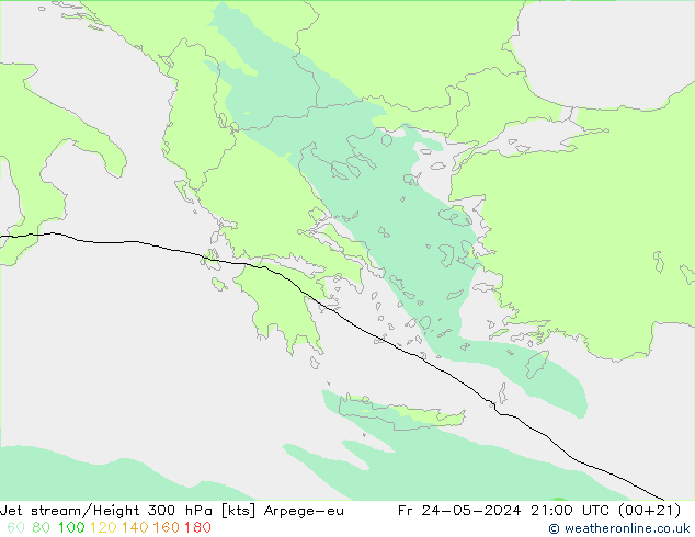 Jet stream/Height 300 hPa Arpege-eu Fr 24.05.2024 21 UTC