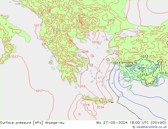 pression de l'air Arpege-eu lun 27.05.2024 18 UTC