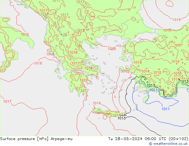 приземное давление Arpege-eu вт 28.05.2024 06 UTC