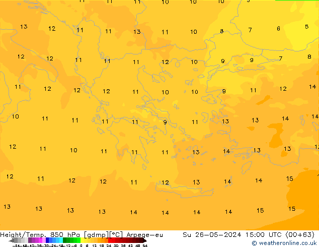 Height/Temp. 850 hPa Arpege-eu Su 26.05.2024 15 UTC