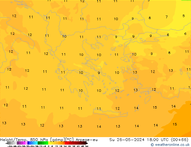 Height/Temp. 850 hPa Arpege-eu  26.05.2024 18 UTC