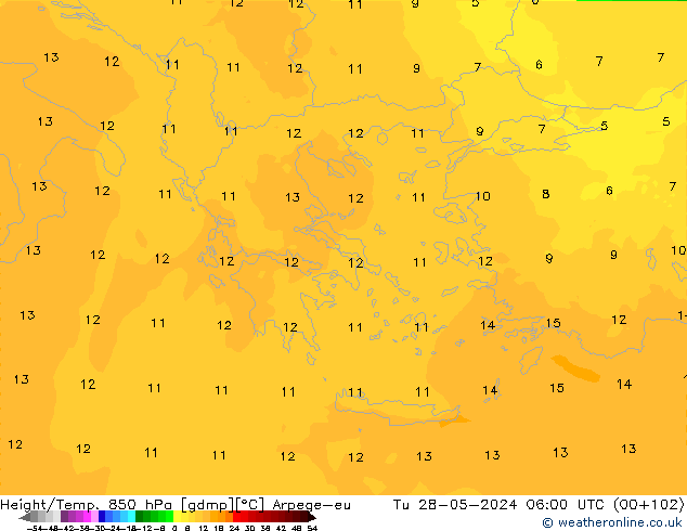 Height/Temp. 850 hPa Arpege-eu wto. 28.05.2024 06 UTC
