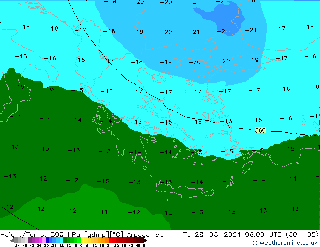 Géop./Temp. 500 hPa Arpege-eu mar 28.05.2024 06 UTC