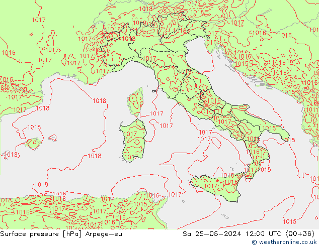 приземное давление Arpege-eu сб 25.05.2024 12 UTC