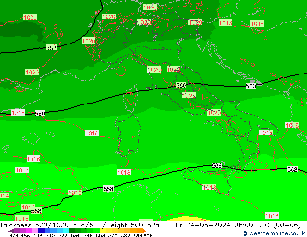 Thck 500-1000hPa Arpege-eu ven 24.05.2024 06 UTC