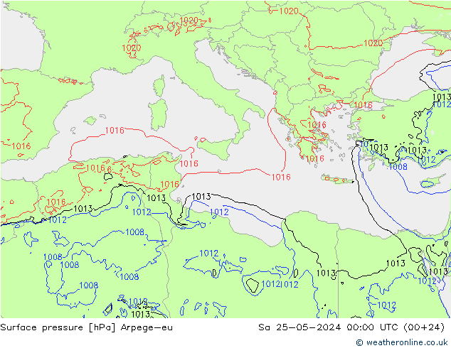 Luchtdruk (Grond) Arpege-eu za 25.05.2024 00 UTC