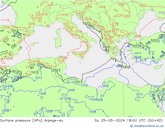 Atmosférický tlak Arpege-eu So 25.05.2024 18 UTC