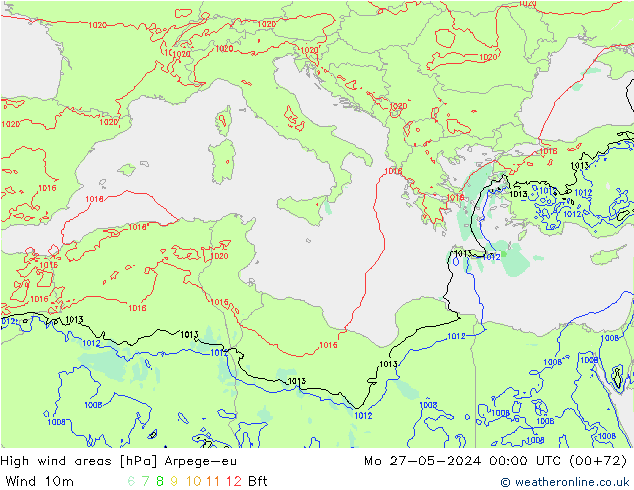 High wind areas Arpege-eu Seg 27.05.2024 00 UTC