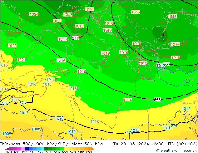 Thck 500-1000гПа Arpege-eu вт 28.05.2024 06 UTC