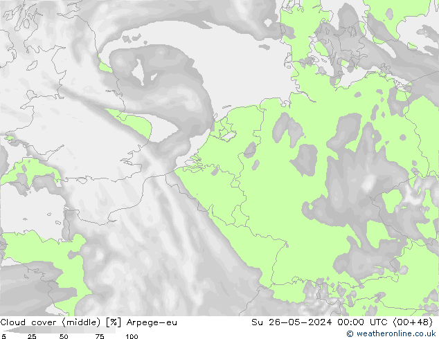 Wolken (mittel) Arpege-eu So 26.05.2024 00 UTC