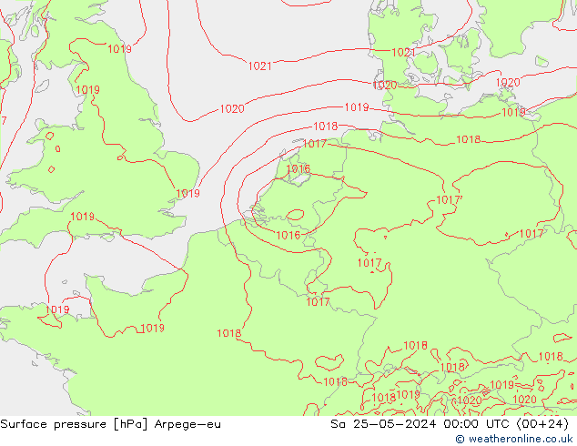 Presión superficial Arpege-eu sáb 25.05.2024 00 UTC