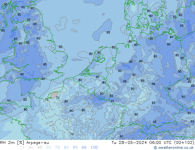 RH 2m Arpege-eu Ter 28.05.2024 06 UTC