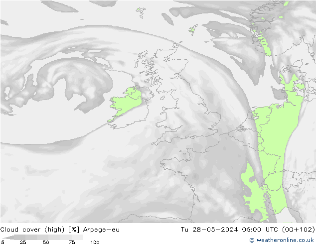 Nubes altas Arpege-eu mar 28.05.2024 06 UTC