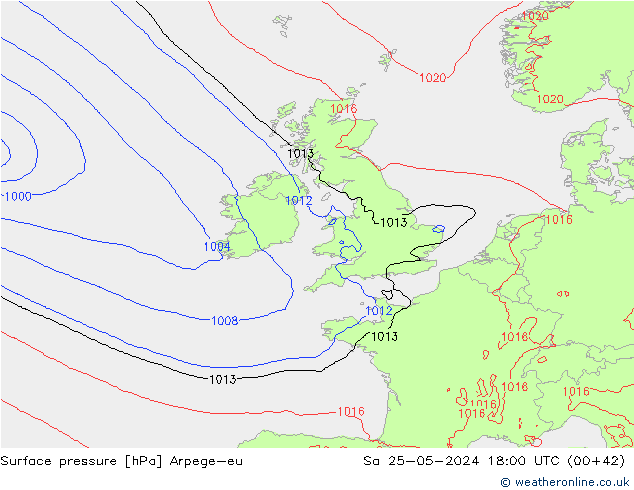 приземное давление Arpege-eu сб 25.05.2024 18 UTC