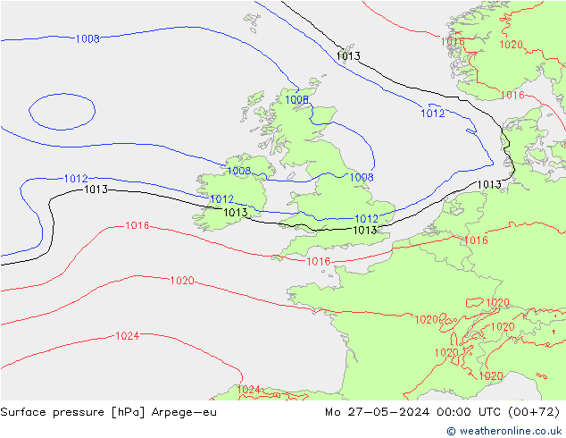 приземное давление Arpege-eu пн 27.05.2024 00 UTC