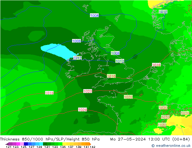 Thck 850-1000 hPa Arpege-eu Po 27.05.2024 12 UTC