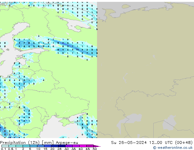 Yağış (12h) Arpege-eu Paz 26.05.2024 00 UTC