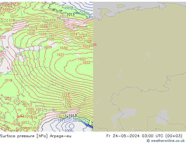 Surface pressure Arpege-eu Fr 24.05.2024 03 UTC