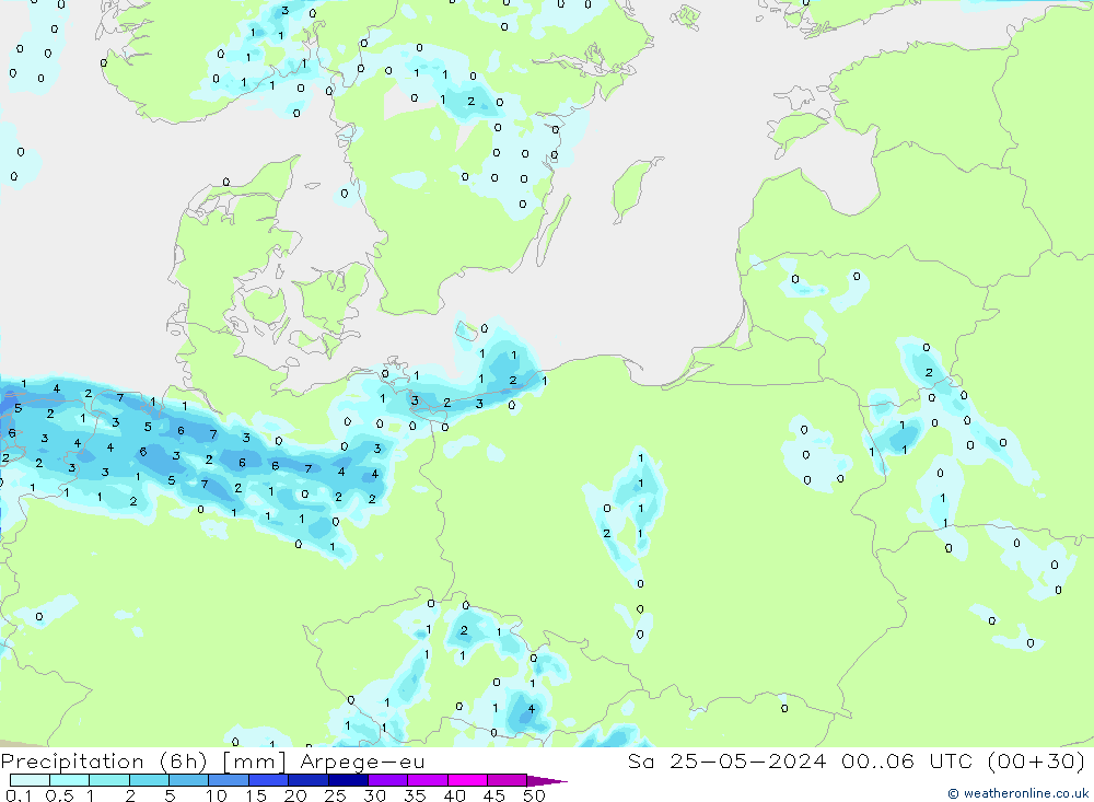 opad (6h) Arpege-eu so. 25.05.2024 06 UTC