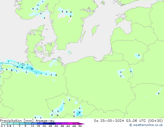 Precipitation Arpege-eu Sa 25.05.2024 06 UTC