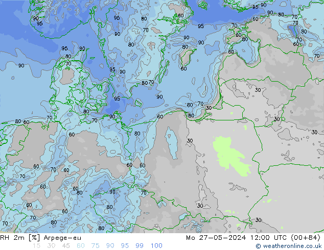 RH 2m Arpege-eu Po 27.05.2024 12 UTC