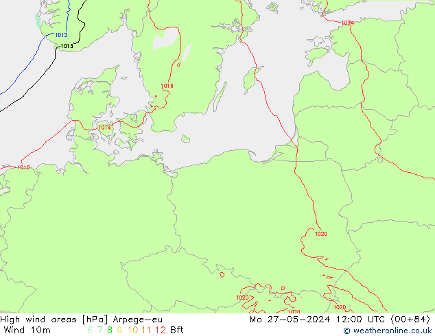 High wind areas Arpege-eu Mo 27.05.2024 12 UTC