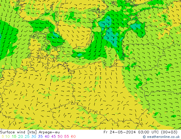 Surface wind Arpege-eu Pá 24.05.2024 03 UTC