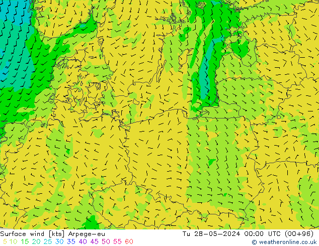 ветер 10 m Arpege-eu вт 28.05.2024 00 UTC