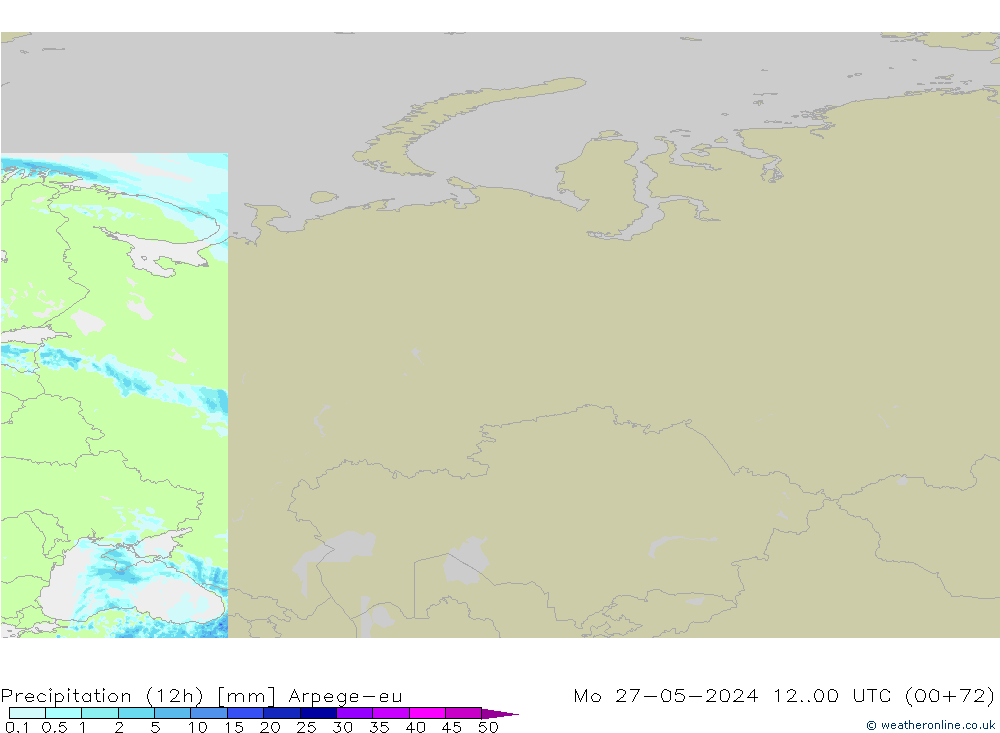 Precipitación (12h) Arpege-eu lun 27.05.2024 00 UTC