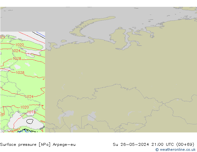 Surface pressure Arpege-eu Su 26.05.2024 21 UTC