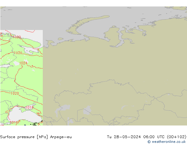 Surface pressure Arpege-eu Tu 28.05.2024 06 UTC