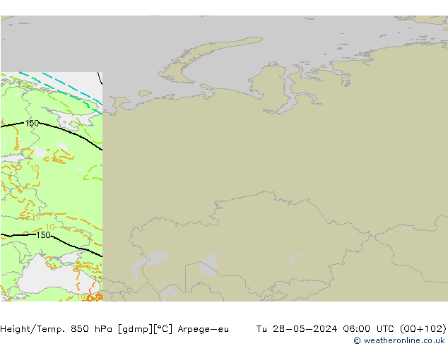 Height/Temp. 850 hPa Arpege-eu Tu 28.05.2024 06 UTC