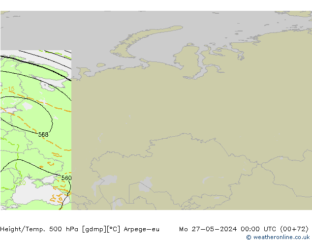 Geop./Temp. 500 hPa Arpege-eu lun 27.05.2024 00 UTC