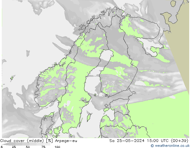 Bewolking (Middelb.) Arpege-eu za 25.05.2024 15 UTC