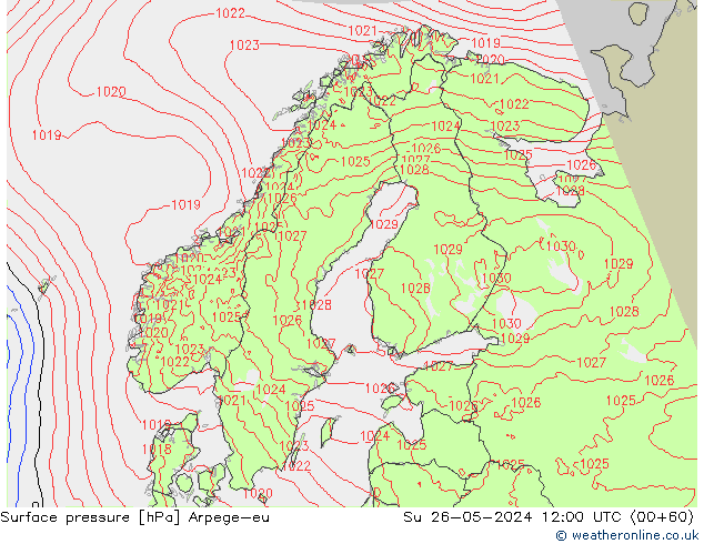 pression de l'air Arpege-eu dim 26.05.2024 12 UTC