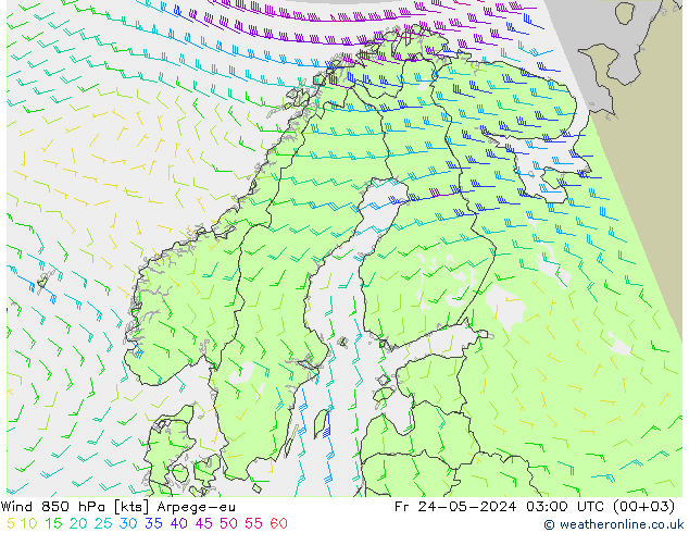 风 850 hPa Arpege-eu 星期五 24.05.2024 03 UTC