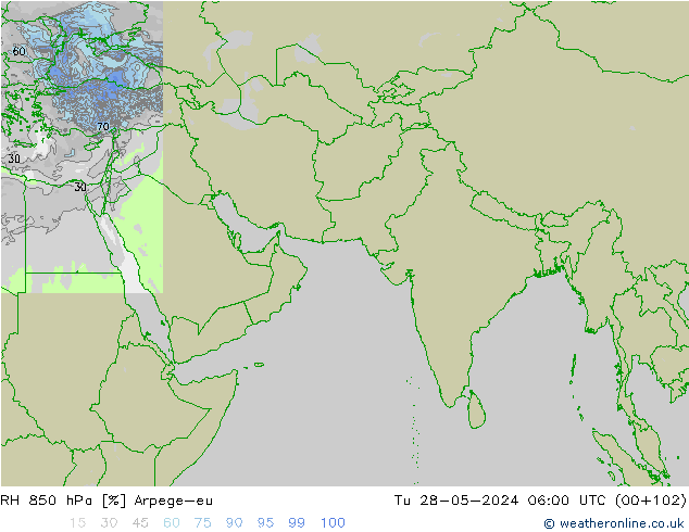 RH 850 hPa Arpege-eu  28.05.2024 06 UTC