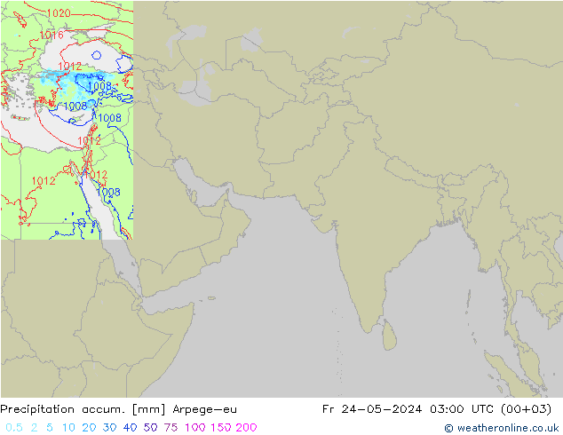 Precipitation accum. Arpege-eu Pá 24.05.2024 03 UTC