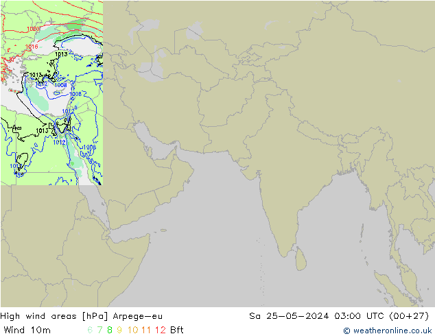 High wind areas Arpege-eu sab 25.05.2024 03 UTC