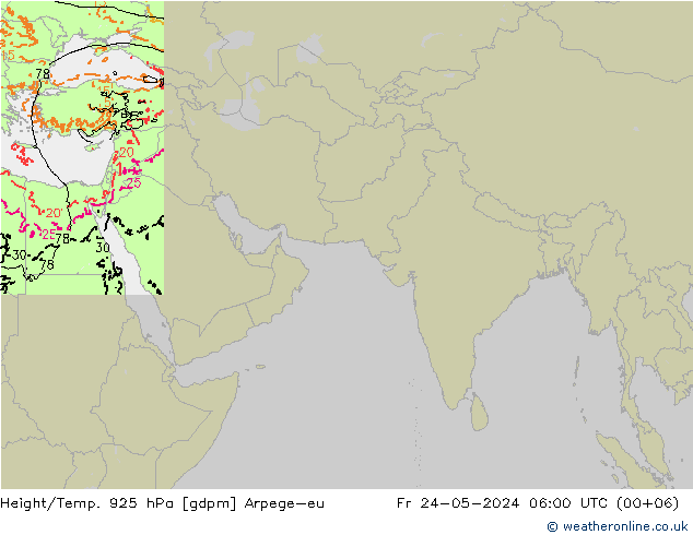 Height/Temp. 925 hPa Arpege-eu 星期五 24.05.2024 06 UTC