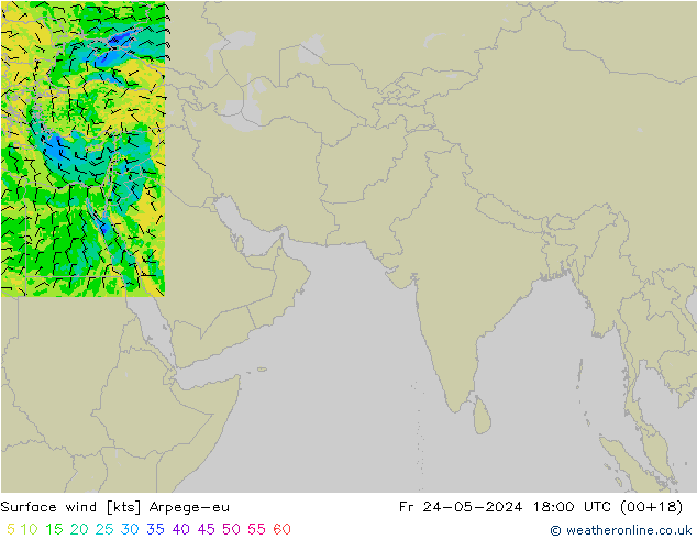 Viento 10 m Arpege-eu vie 24.05.2024 18 UTC