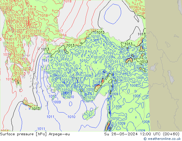 Atmosférický tlak Arpege-eu Ne 26.05.2024 12 UTC