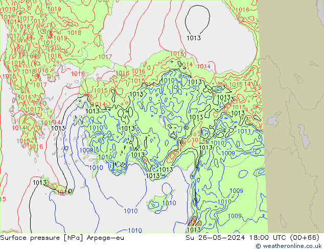 Surface pressure Arpege-eu Su 26.05.2024 18 UTC