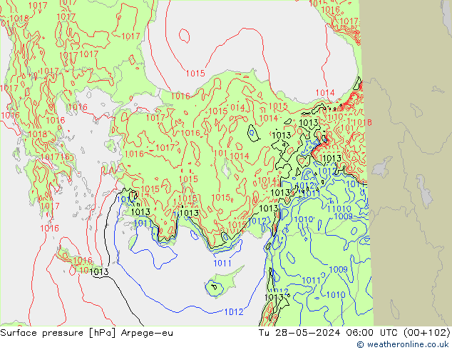 Surface pressure Arpege-eu Tu 28.05.2024 06 UTC