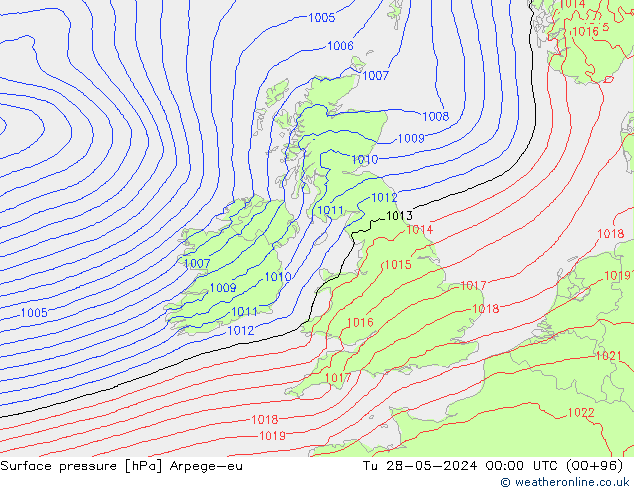 Yer basıncı Arpege-eu Sa 28.05.2024 00 UTC