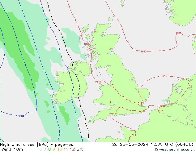 High wind areas Arpege-eu  25.05.2024 12 UTC