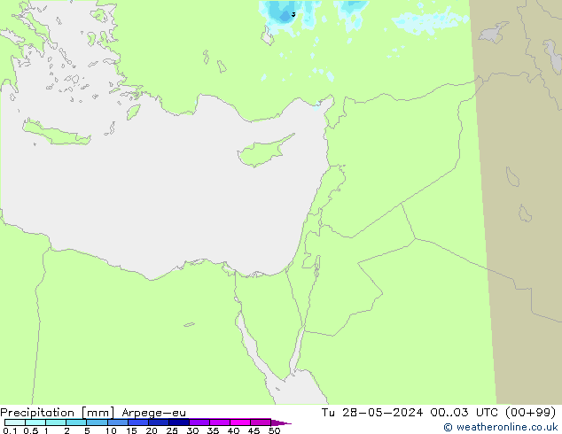 Precipitation Arpege-eu Tu 28.05.2024 03 UTC
