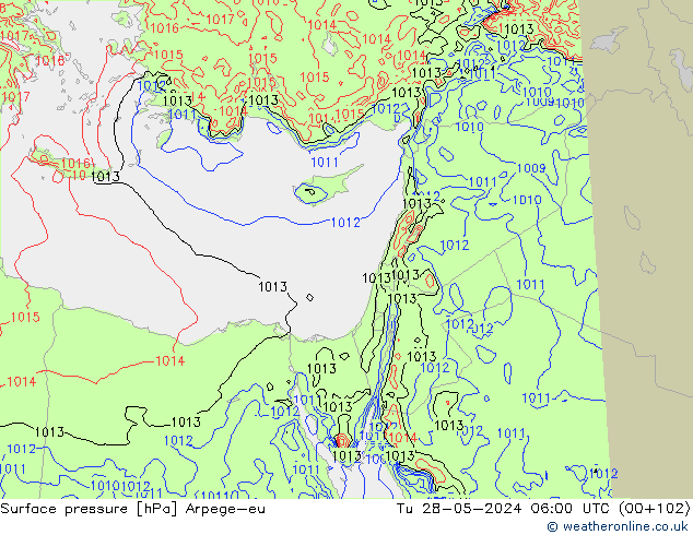 Surface pressure Arpege-eu Tu 28.05.2024 06 UTC